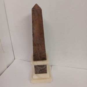 Obelisk Marble Spain,  Brown & Ivory 12" x 3.75w Vintage